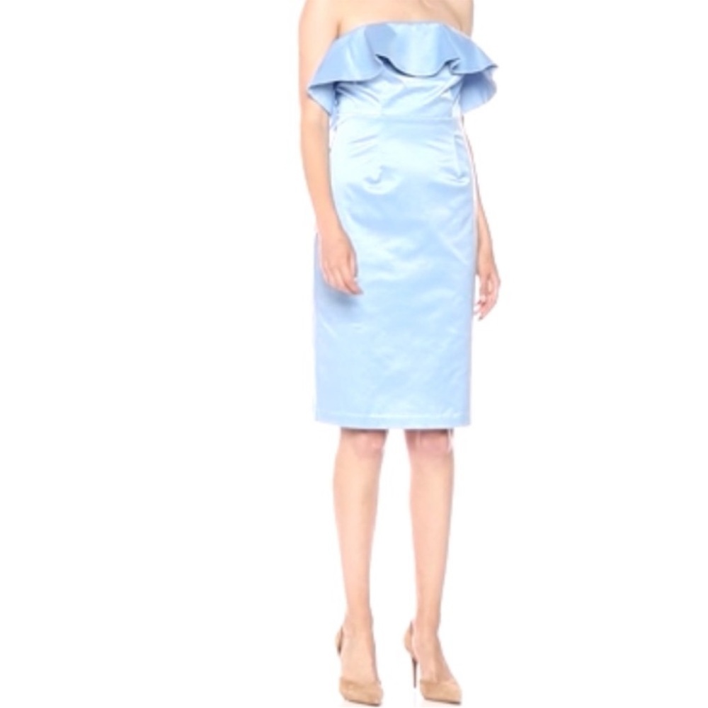 Blue Strapless Sateen Cocktail Sheath Dress, Size Small - Picture 1 of 4